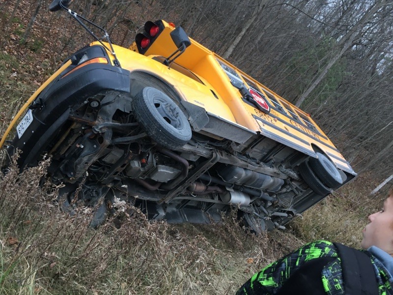 No injuries after school bus rolls into ditch near Gannons Narrows Bridge - image