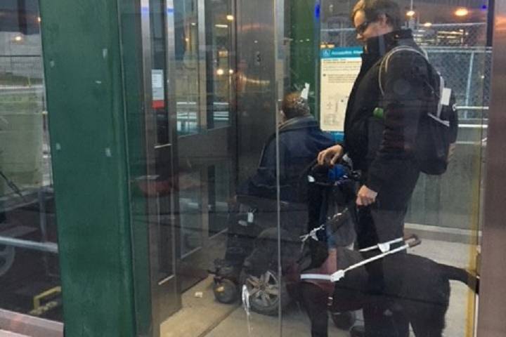 Erin Courcelles, her husband Martin and his guide dog.