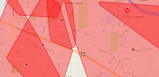 Just part of the areas in Langley without power.