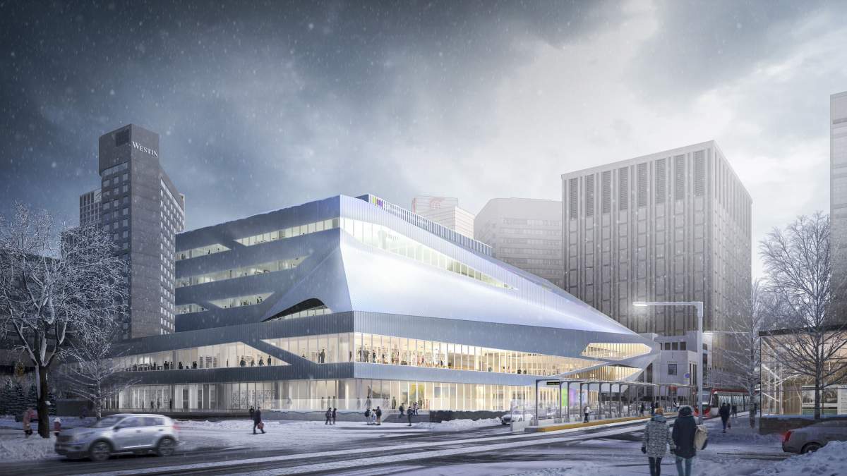 Depictions of Edmonton's new Stanley Milner Library renovation. 