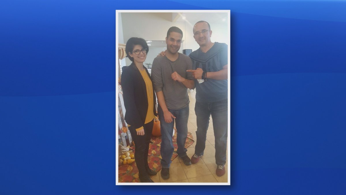 Mohamed Amine Maazaoui is seen celebrating with supporters from the New Brunswick Refugee Clinic after being granted permanent residency in Canada. 