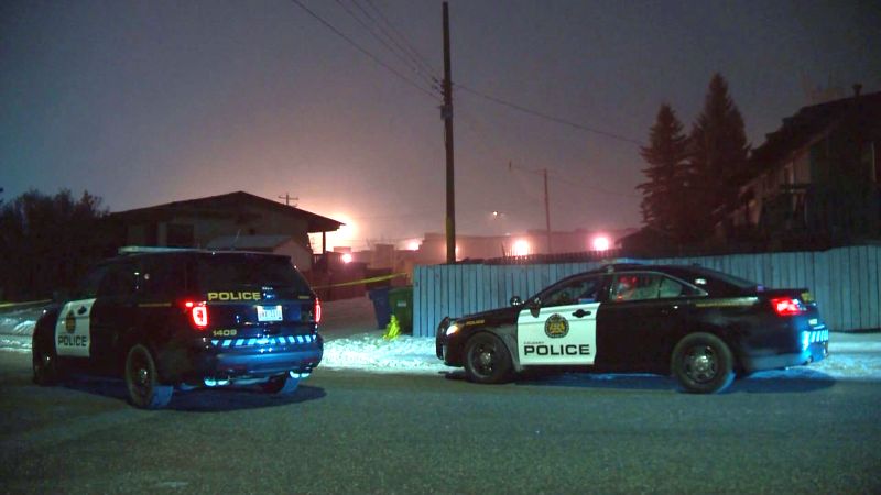 Calgary police cordon off a crime scene in the 5500 block of Maddock Drive N.E. on Wednesday, Nov. 15, 2017. 