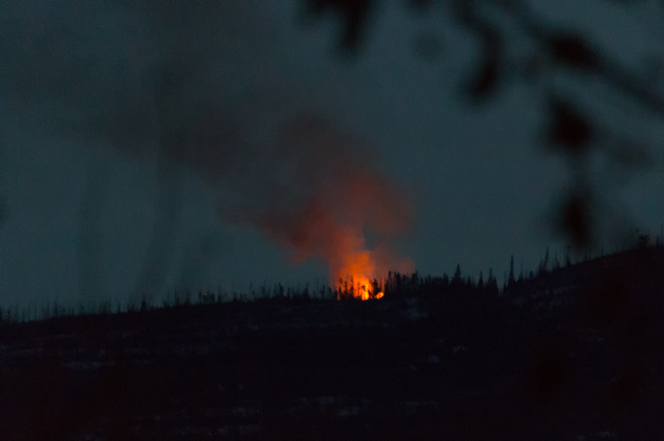A controlled burn, visible from Kelowna on Saturday evening.