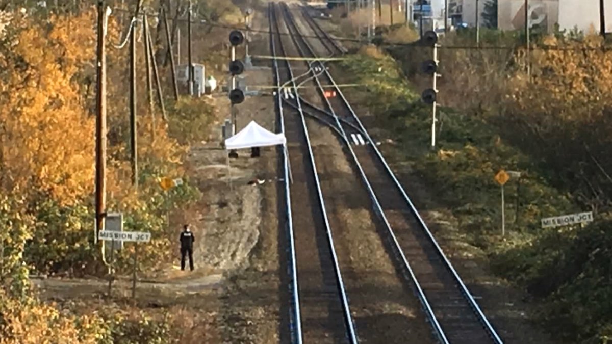 A man is in hospital after a police involved shooting along the CP train tracks in Mission.