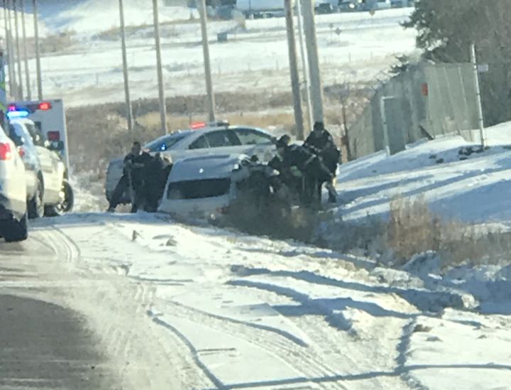 Five people, who were naked, were arrested after a two-vehicle crash in Nisku on Monday, Nov. 6, 2017. 


