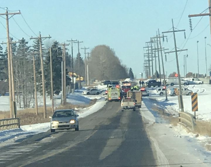 Five people, who were naked, were arrested after a two-vehicle crash in Nisku on Monday, Nov. 6, 2017. 
