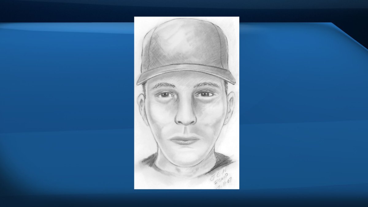 A composite sketch of a suspect in an armed robbery in Niton Junction, Alta.