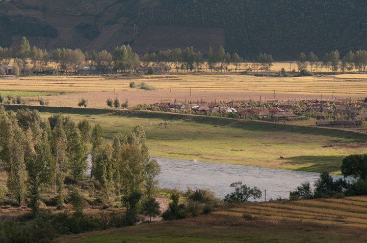 A North Korean village, seen from China