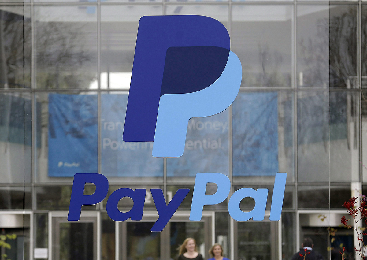This March 10, 2015, file photo, shows signage outside PayPal headquarters in San Jose, Calif. PayPal Holdings, Inc. reports earnings Wednesday, July 26, 2017.