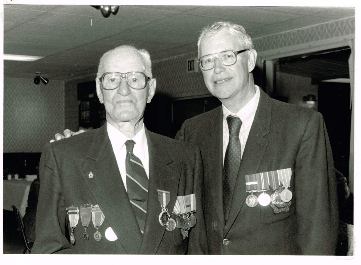 G.W. Canfield (left) and his son C.W. Canfield. Both war veterans.