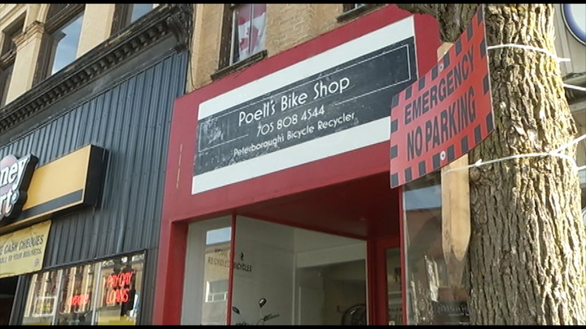 The owner of Poell's Bike Shop is accused of trafficking drugs from his business in downtown Peterborough.