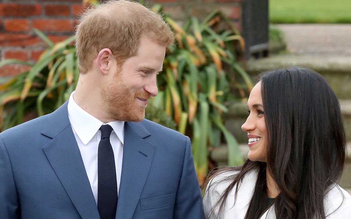 Prince Harry and actress Meghan Markle during an official photocall to announce their engagement at The Sunken Gardens at Kensington Palace on Nov. 27, 2017 in London, England.