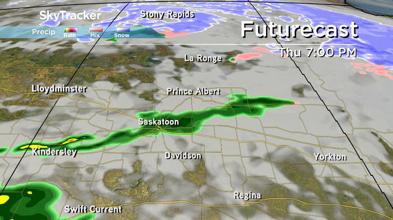 Rain is expected to move into the Saskatoon area late Thursday.