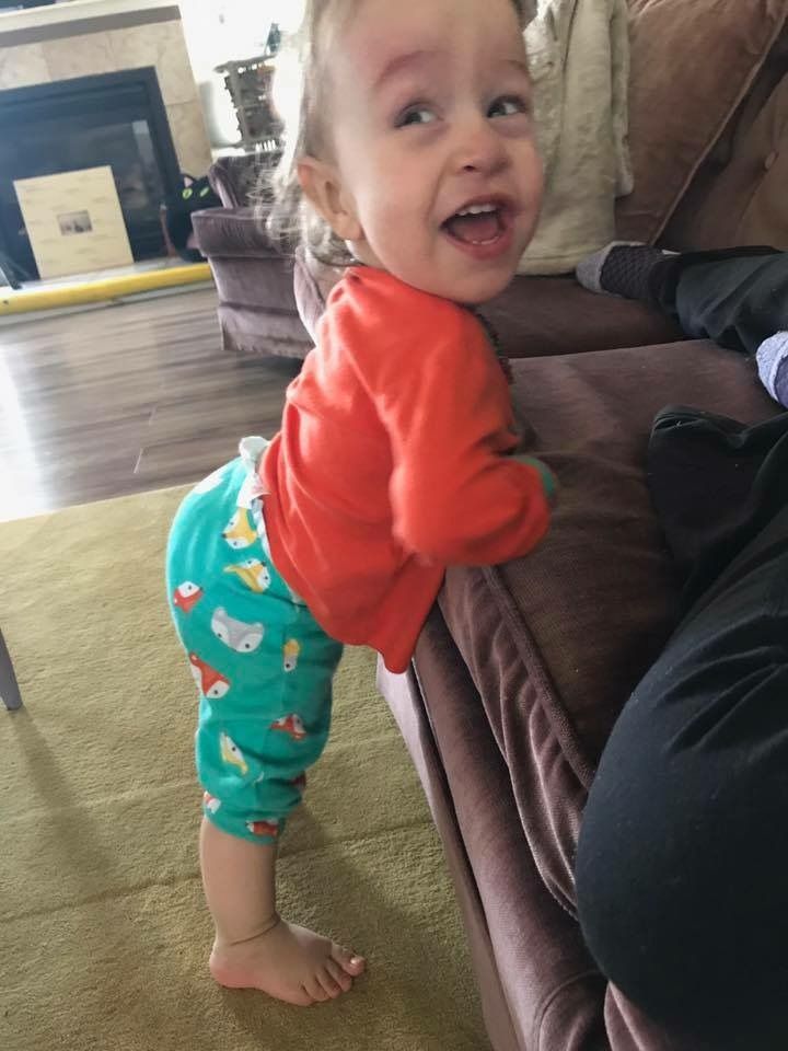 FILE: Then-toddler Rossy Hipkin pulls himself up on the couch. Nov. 13, 2017.