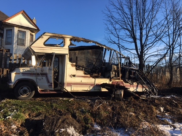Police in St. Thomas say they're looking for information about a suspicious fire that destroyed an RV and damaged a shed early Friday morning.