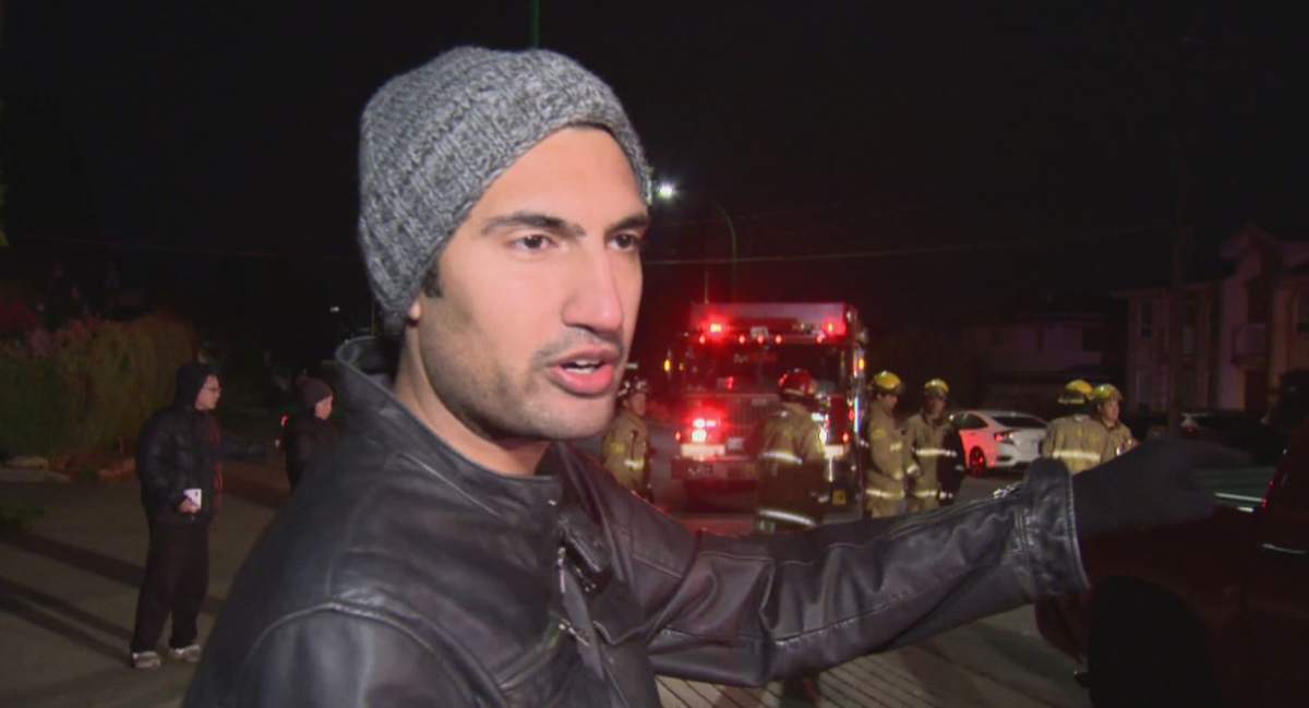 Burnaby resident Jimmy Sharma rescued a woman involved in a car crash near his home early Sunday morning.