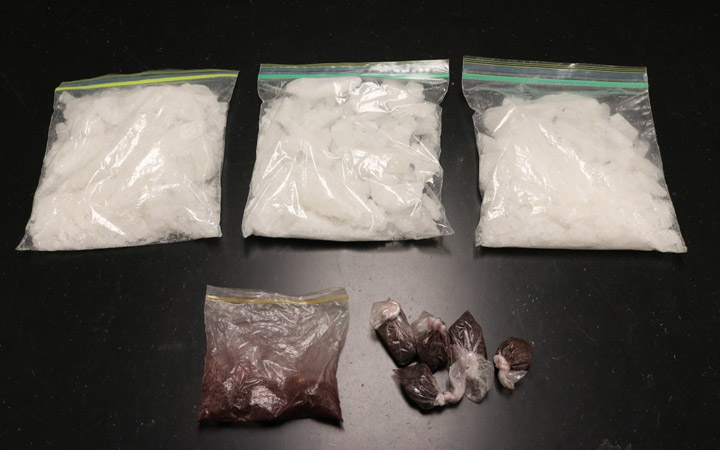 Two men have been charged after police seized three kilograms of meth in a Saskatoon drug trafficking bust.