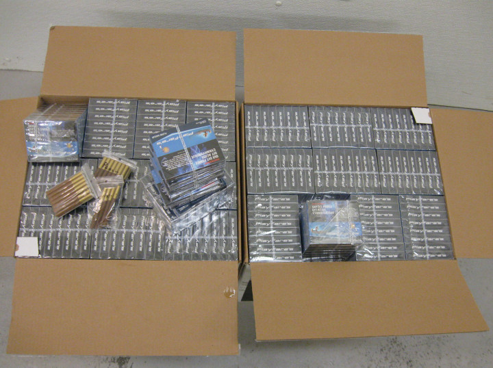 A photo of the 20,000 cigarettes seized by New Brunswick RCMP.