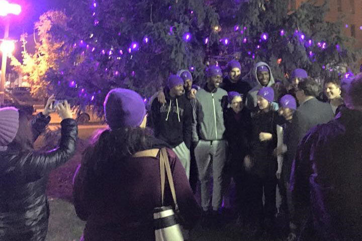 The Shine the Light on Woman Abuse campaign holds an event in Victoria Park in 2015.