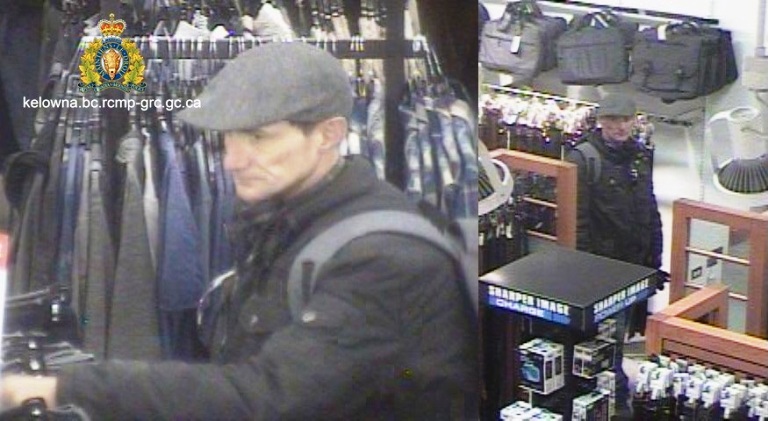 Images captured on store video surveillance  show the suspect who is described as a Caucasian male, approximately 6ft 6in tall, of thin build, with blonde hair. He was seen wearing blue jeans, a black jacket, blue backpack and a grey flat cap.
