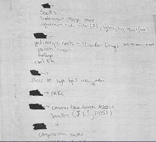 Nanaimo RCMP provided a photo of the shopping list.