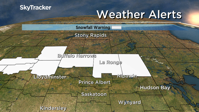 Environment Canada has issued a snowfall warning for parts of northern Saskatchewan on Monday, November 13, 2017.
