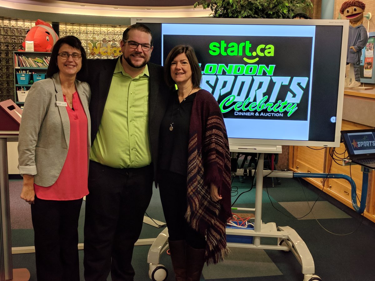London Sports Celebrity Dinner and Auction Chair Ryan Robinson, with Jennifer Baxter (Children's Health Foundation) and Michelle Allen (TVCC).