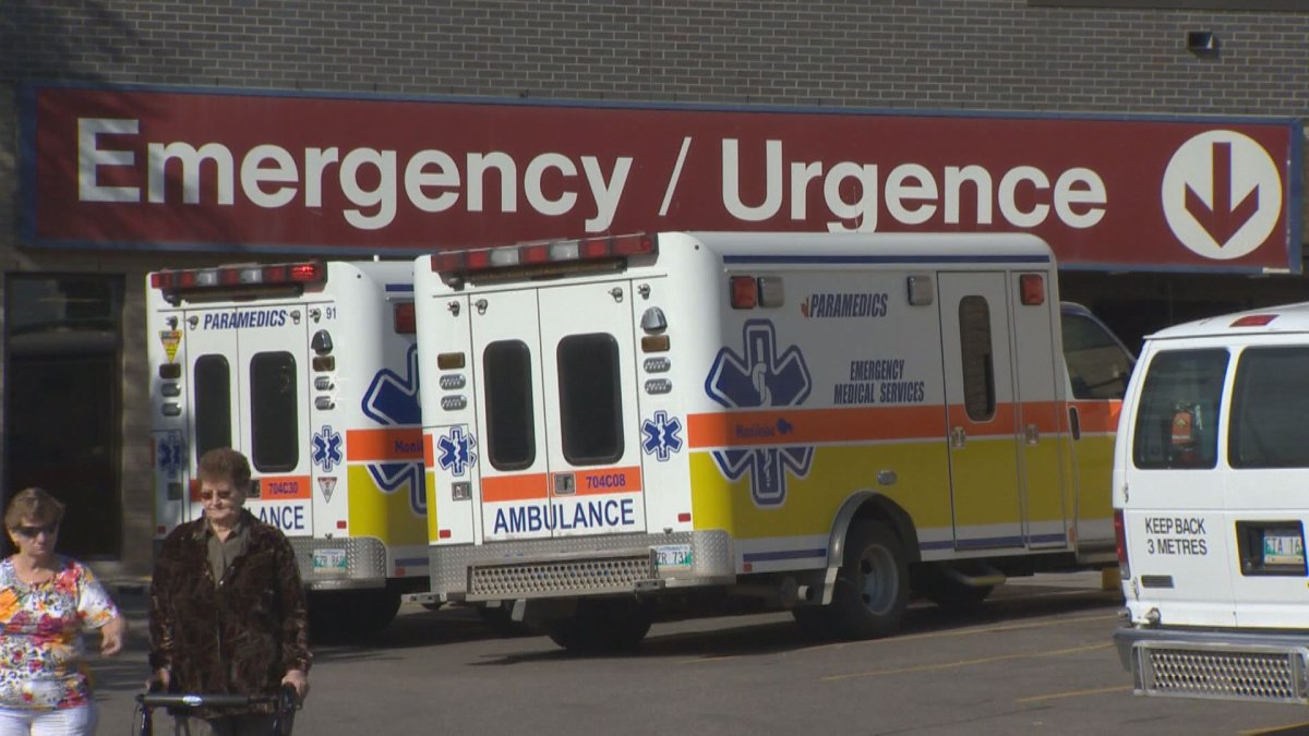 Ambulances waiting at St. Boniface Hospital.