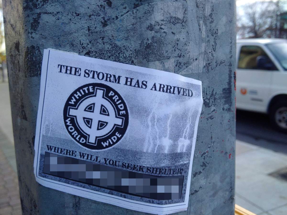 Flyers promoting “white pride worldwide” have been spotted in Burnaby.