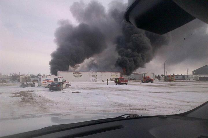 Emergency services were called to a structure fire in Kindersley, Sask.