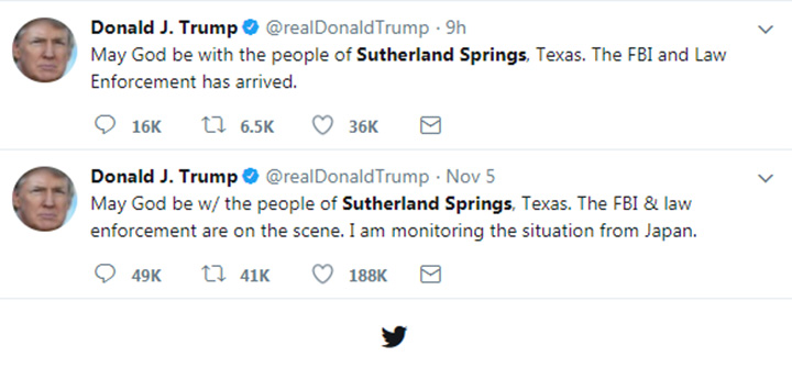 Donald Trump appears to share condolences for victims of wrong mass shooting - image