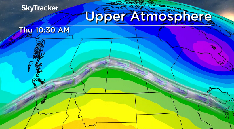 Upper ridge of high pressure builds back in warm air on Thursday.