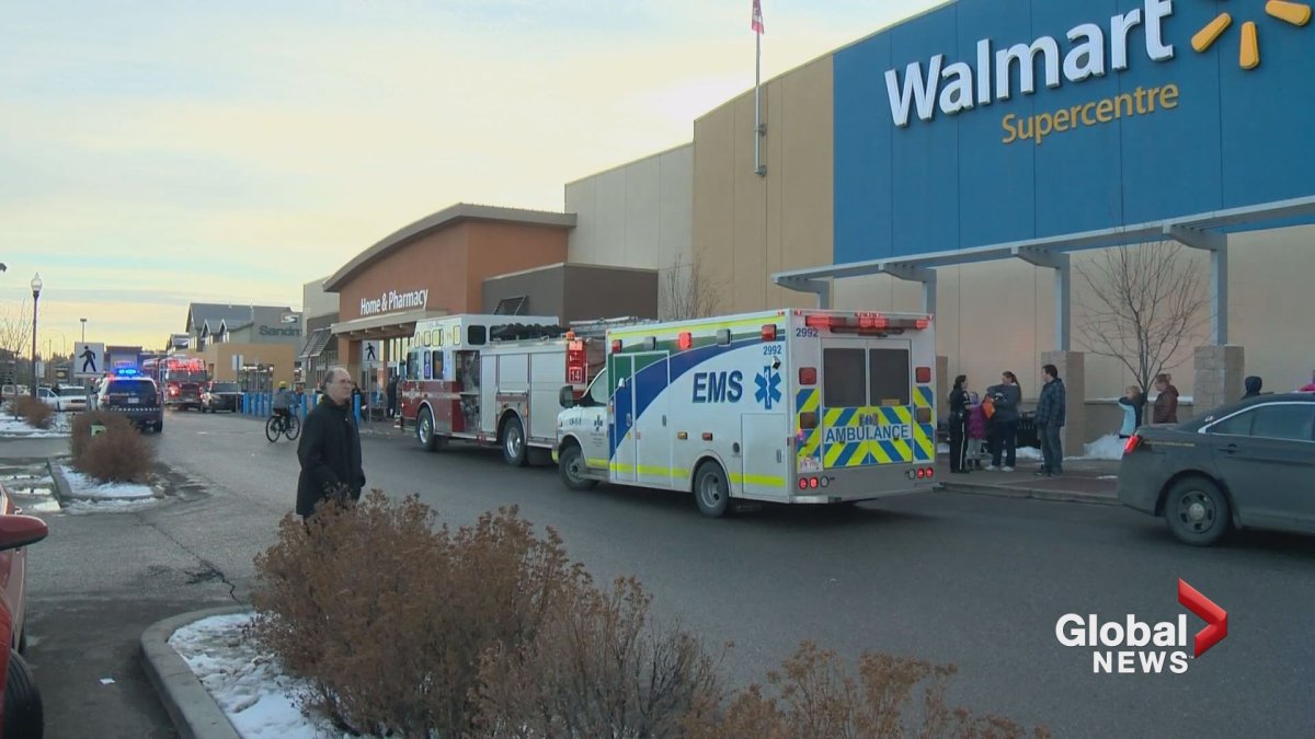 Dozens of people were evacuated from a Walmart in Calgary on Sunday after someone used pepper spray in a McDonald's inside. 