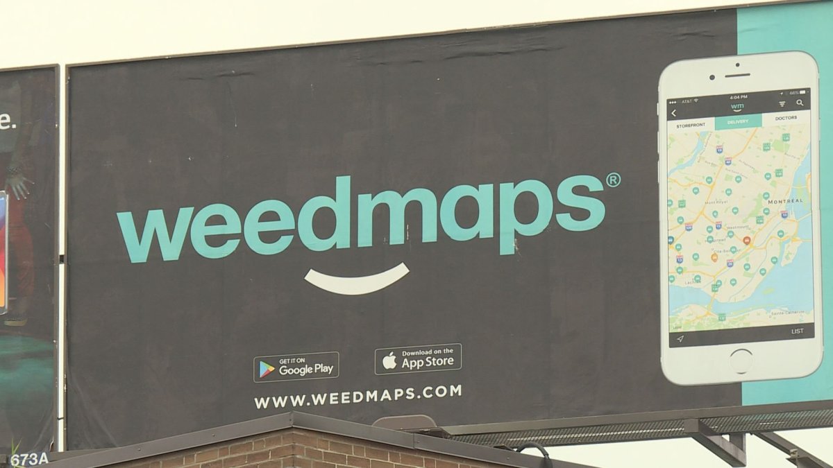 A billboard for Weedmaps at the corner of Cavendish and Somerled. Nov 1, 2017.