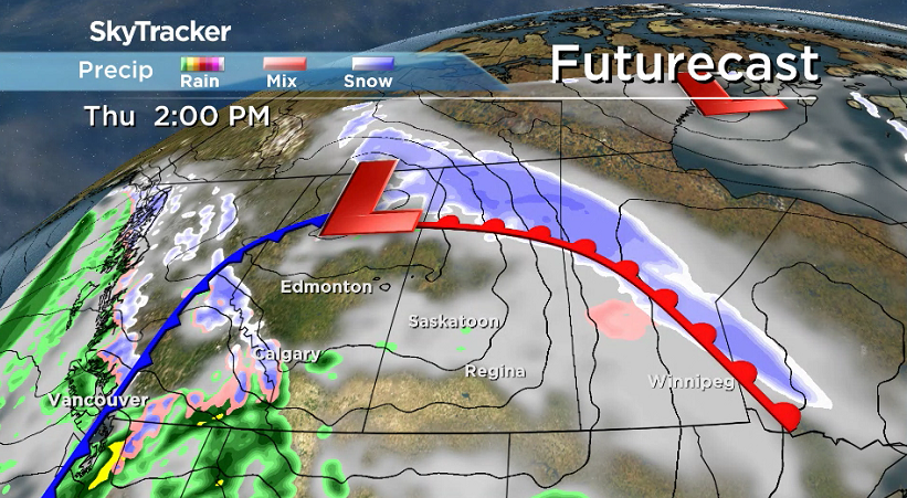 We're sitting in the warm sector of this low pressure system today.
