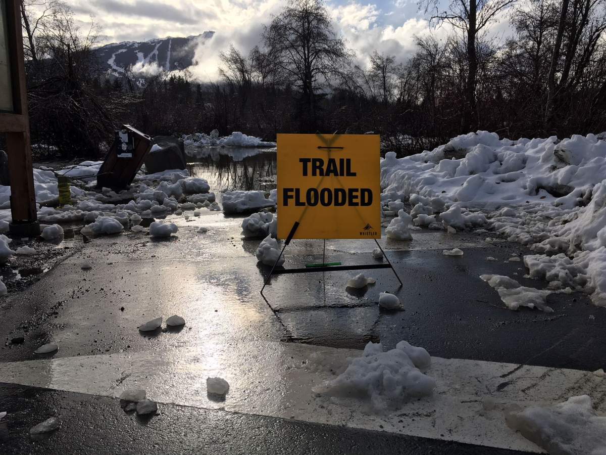 Flooding on the Valley Trail in Whistler on Nov. 23, 2017.