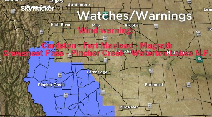 Parts of southern Alberta were under a wind warning on Nov. 26, 2017.