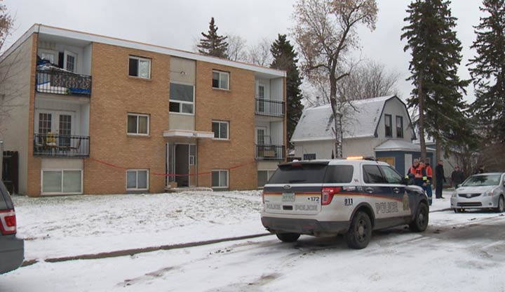 Saskatoon police say a 41-year-old woman was found dead inside an apartment building on Wednesday.