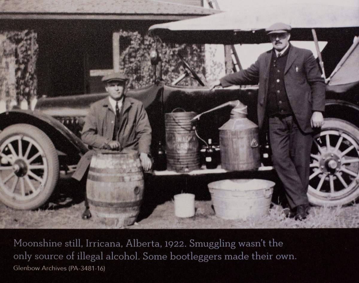 A photograph of a moonshine still at the Alberta Provincial Police Barracks historical site in Coleman, Alberta, November 24, 2017.
