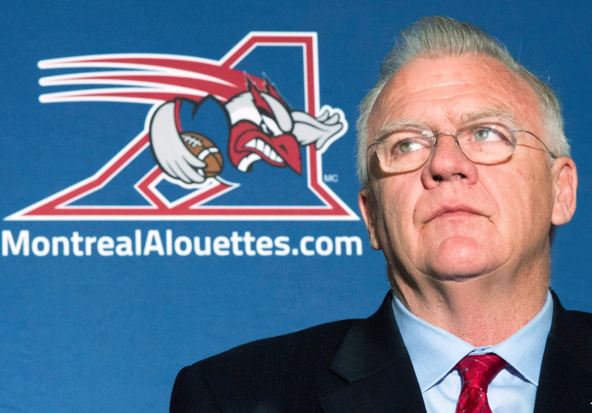 Former NFL coach Mike Sherman speaks during a news conference in Montreal on Wednesday Dec. 20, 2017. The Montreal Alouettes have hired Sherman to fill their vacant head-coaching position.