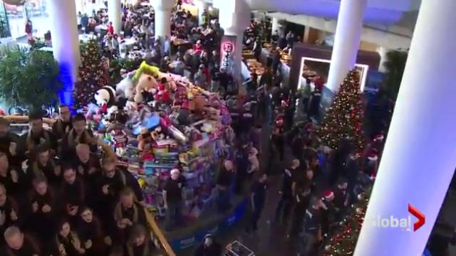 The mountain of donated toys and goods for the Pan Pacific Christmas Wish breakfast. This year we want to surpass these totals!.