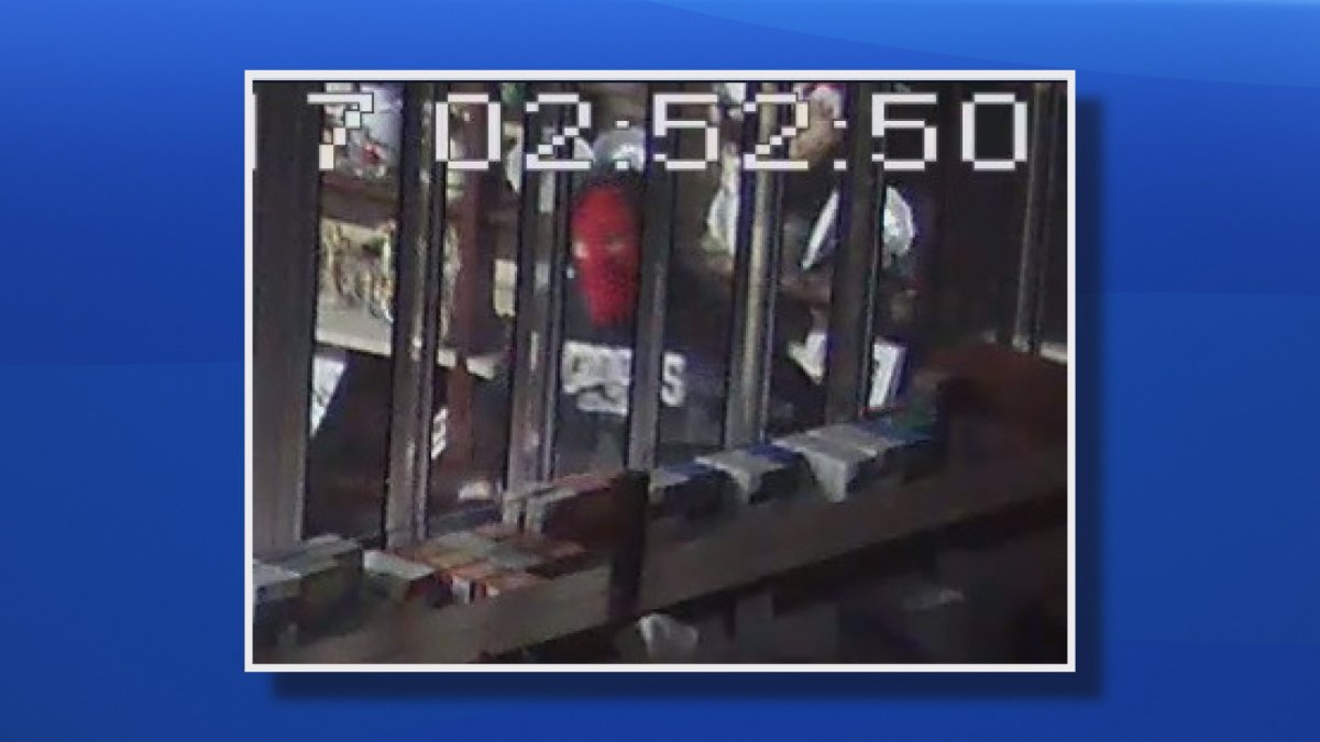 Surveillance camera still of a suspect in two pharmacy break and enters in Cocagne, N.B. 