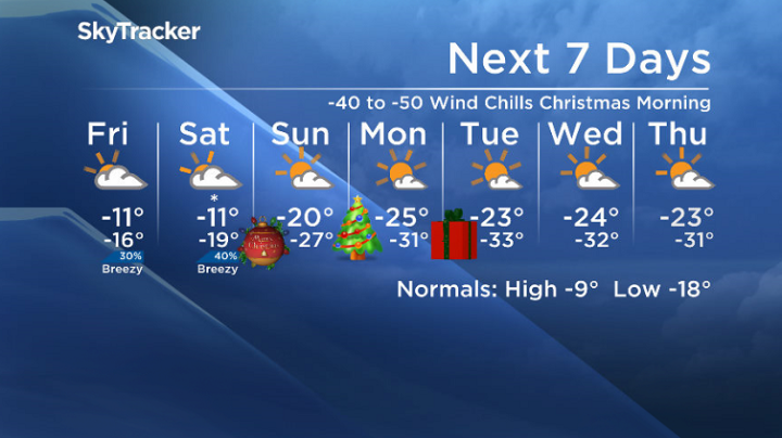 Special weather statement for -40 to -50 wind chills for Christmas ...