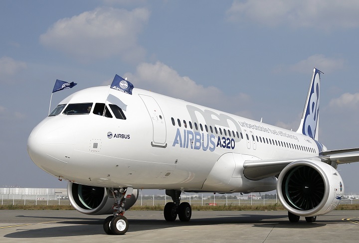 File photo of the Airbus A320neo aircraft. Bombardier will develop and manufacture a new thrust reverser for the Pratt & Whitney powered A320neo family of aircraft.