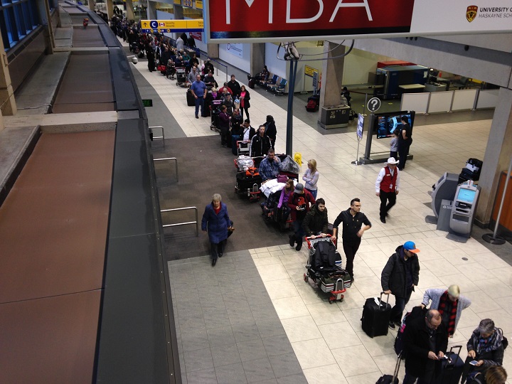 Cancellations at Calgary International Airport because of de-icing issues.