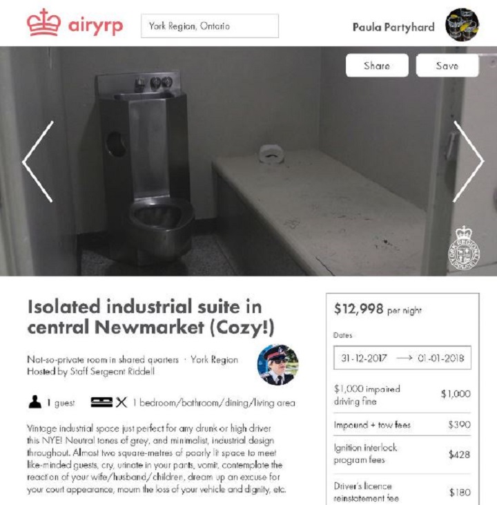 A screenshot showing part of York Regional Police's "AirYRP" ad.