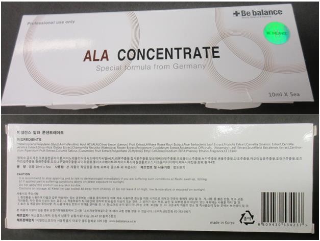 ALA (aminolevulinic acid) is a prescription drug that can sunburn-like reactions, skin irritation and damage when exposed to bright light.