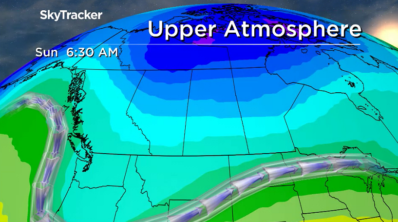 Arctic air starts to slide back into central Saskatchewan on Sunday.