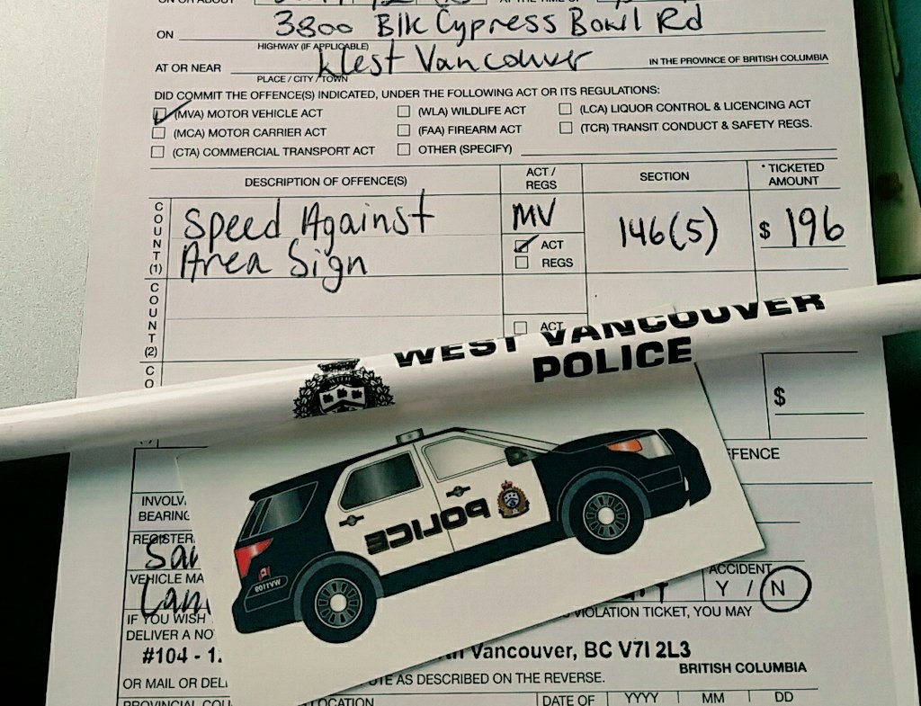 As the man was being handed his $196 fine, his child in the back seat yelled out "bad daddy," according to West Vancouver police. .