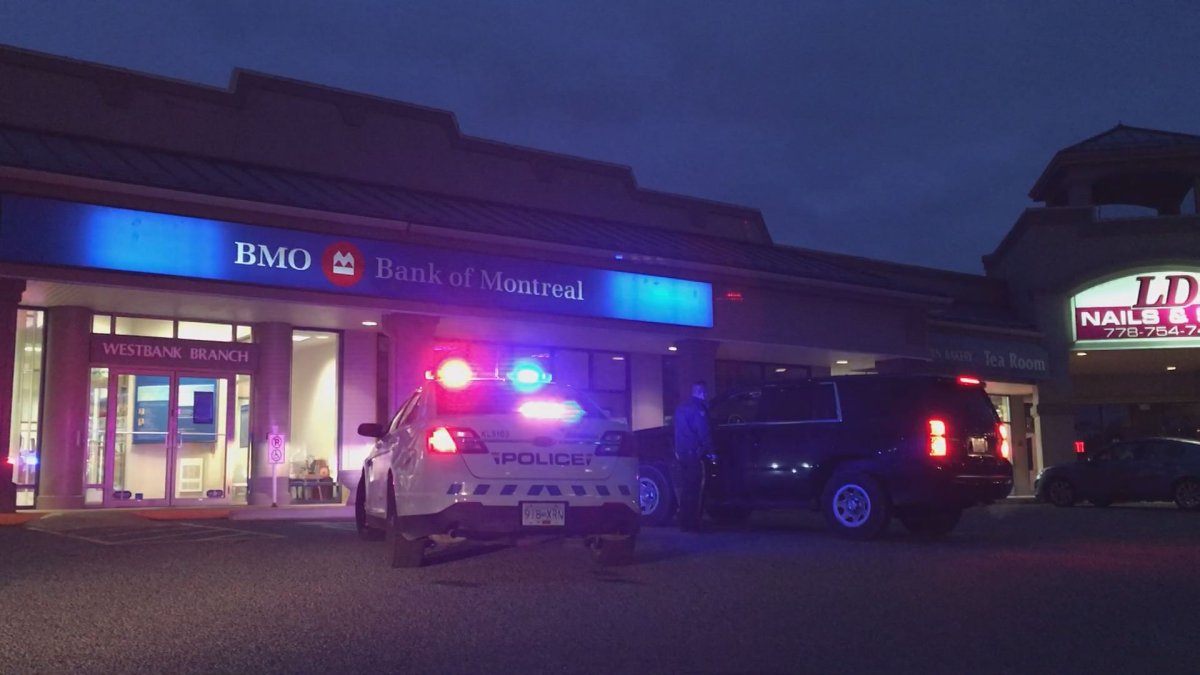 There was a heavy police presence at West Kelowna's Bank of Montreal on Saturday afternoon. 
